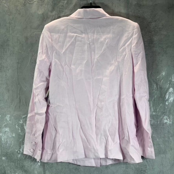 SOLD! GUESS Women's Wispy Pink Double-Breasted Long-Sleeve Linen Blazer - Picture 4 of 12